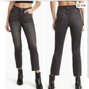 EDWIN Bree Slim Straight Cropped Denim Jeans SZ 25 Charcoal Black High Rise